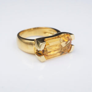 Luxe Italian Le Gi 18k Gold 8ct East West Citrine Candy Ring Size 7.25 RG3334