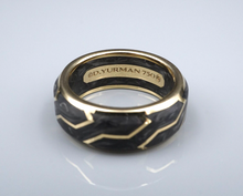 David Yurman 18k Forged Carbon Band Ring 8mm Yellow Gold Size 8 RG4384