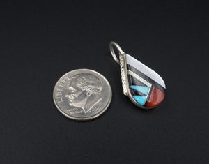 Zuni Cleo Kallestewa Sterling Silver MOP Turquoise Onyx Inlay Pendant PS2083