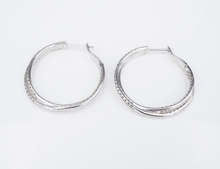 Diamond Inside Out Hoop Earrings 10k White Gold 3 carat New NWT 1.5" EG2380