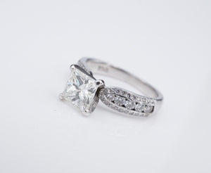 1.5ct 18k White Gold Princess Diamond Engagement Ring Size 5.75 EGL RG3976