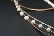 Massive Artisan 14k Rose White Gold Pearl Bangle Modernist Bracelet 7" 67g BG221