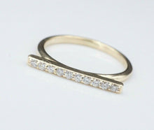 KC Designs Diamond Bar Stacker Ring 14k Yellow Gold Pave Size 6.5 1.8mm RG3243