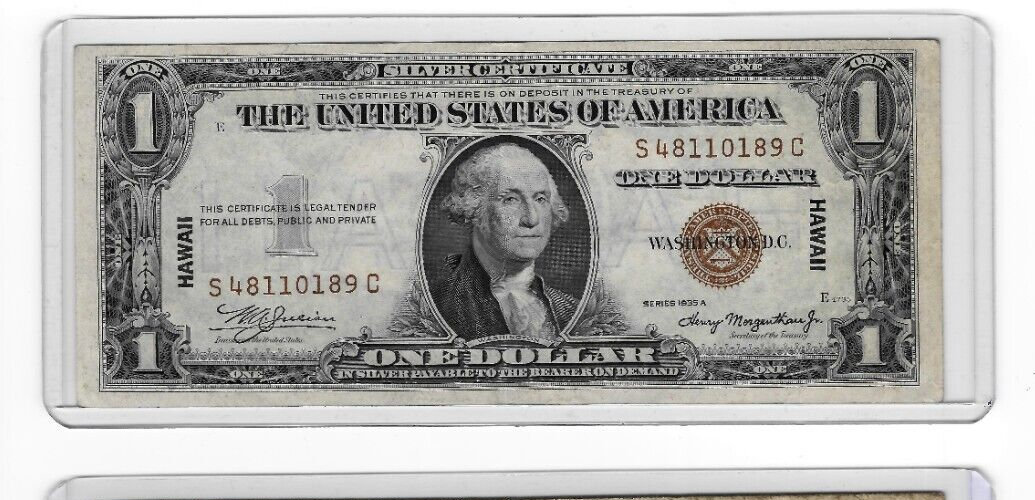1935a $1 Silver Certificate Brown Seal Hawaii Emergency Note One Dollar CN750