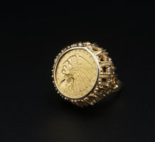Vintage 14k 1927 $2.5 Indian Head Gold Coin Signet Ring Size 8 Artisan RG4291