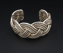 Vtg Benny Peralto Navajo Sterling Silver Braided Rope Cuff Bracelet 6" BS2787