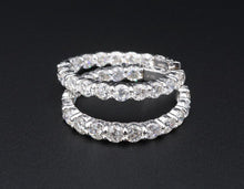 Diamond Inside Out Hoop Earrings 18k White Gold 10 carat Natural 1.25" EG2045