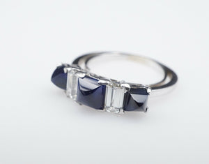 Modernist Sapphire Diamond Ring Platinum 2.5ct Natural Blue Size 5 RG2666