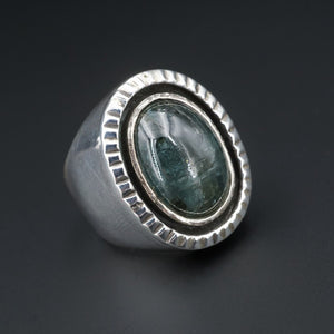 Chunky Sterling Silver Cabochon Candy Dome Blue Quartz Ring Size 8.75 RS3245