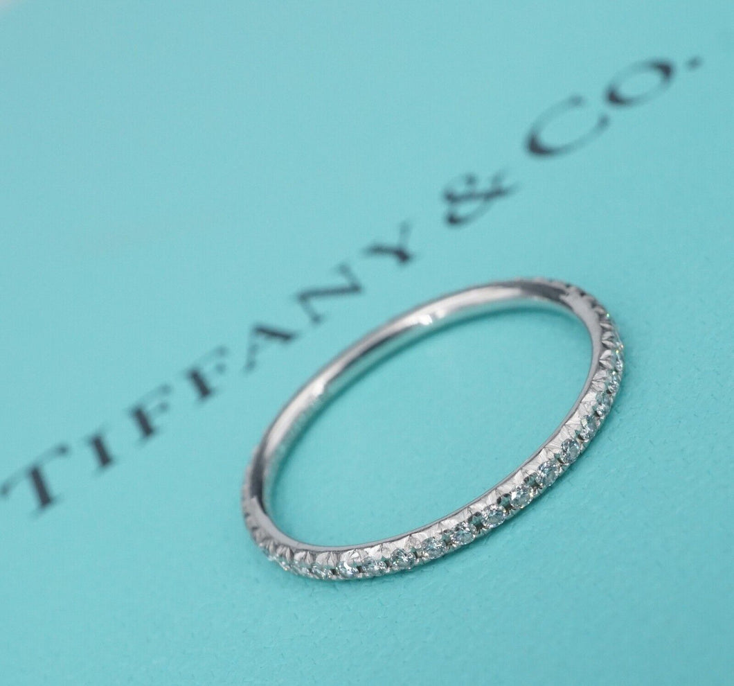 Tiffany & Co Soleste Diamond Eternity Band Ring Platinum Size 5.5 1.5mm RG4065