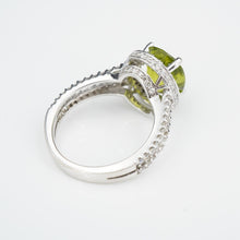 14k Peridot Diamond Cocktail Ring Hidden Halo White Gold Oval Size 7.25 RG3889