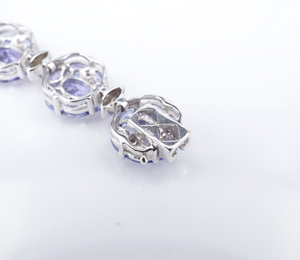 14k White Gold Tanzanite Diamond Bracelet Natural 7" Vintage BG949