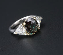 Natural Alexandrite Diamond Ring Platinum 18k 3-Stone 3ct Size 6 GIA RG4255