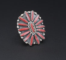 Zuni Needle Point Ring Sterling Silver Spiny Oyster Size 9.25 RS3334