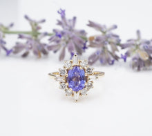 14k Tanzanite Diamond Ring Yellow Gold Cocktail Halo Size 5.25 RG3904