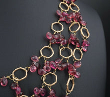 Dominique Cohen 18k Rose Gold Pink Tourmaline Bib Necklace 22" NG935