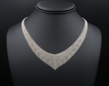 Tiffany & Co Elsa Peretti Mesh Bib Necklace Sterling Silver 26" W/Box NS2139