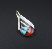 Zuni Cleo Kallestewa Sterling Silver MOP Turquoise Onyx Inlay Pendant PS2083