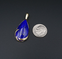 Lapis Lazuli 14k Pendant Enhancer Yellow Gold 2.4" Drop Natural PG1892