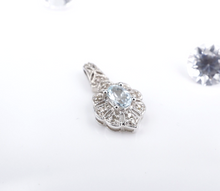 10k White Gold Aquamarine Diamond Vintage Style Pendant 3/4" Free Ship PG1798