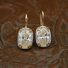 Antique Cushion Cut Diamond Earrings 4.2 carat 18k Gold Platinum 3/4" EG2099