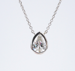 14k Pear Cut Natural Diamond Solitaire Pendant Necklace 18" F SI1 1.8ct NG1492