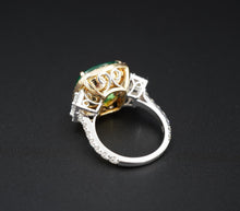 18k Gold 8.3ct Natural Emerald Diamond Halo Cocktail Ring Size 6 AGL Cert CO1058