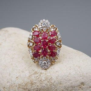 14k Ruby Diamond Cocktail Ring Yellow Gold 5 ctw Size 7.5 RG4382