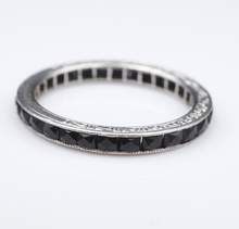 Platinum French Cut Onyx Eternity Band Stacker Ring Size 4.25 Mourning RG4296