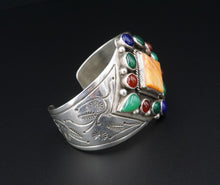 Navajo Sterling Silver Cuff Bracelet Multi-Gem Larose Ganadonegro 6.25" BS2966