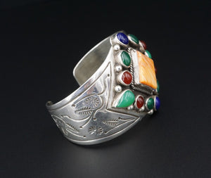 Navajo Sterling Silver Cuff Bracelet Multi-Gem Larose Ganadonegro 6.25" BS2966