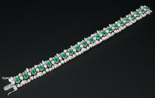 Natural Emerald and Diamond Bracelet 18k White Gold 26 carats 7" CO691