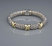 Five Station X Lagos Caviar Bracelet 18k Gold Sterling Silver 6.75" 9mm BS2972