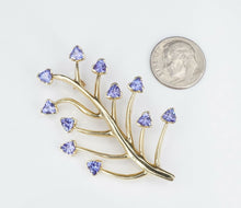 Tanzanite Tree of Life Pin Brooch 14k Yellow Gold 2" Signed HOT OG337