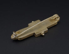 Antique Micro Mosaic Inlay Dove & Floral Bar Brooch OS648