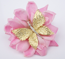 Vintage Tiffany & Co 18k Gold Platinum Diamond Butterfly Pin Brooch 1.25" OG496