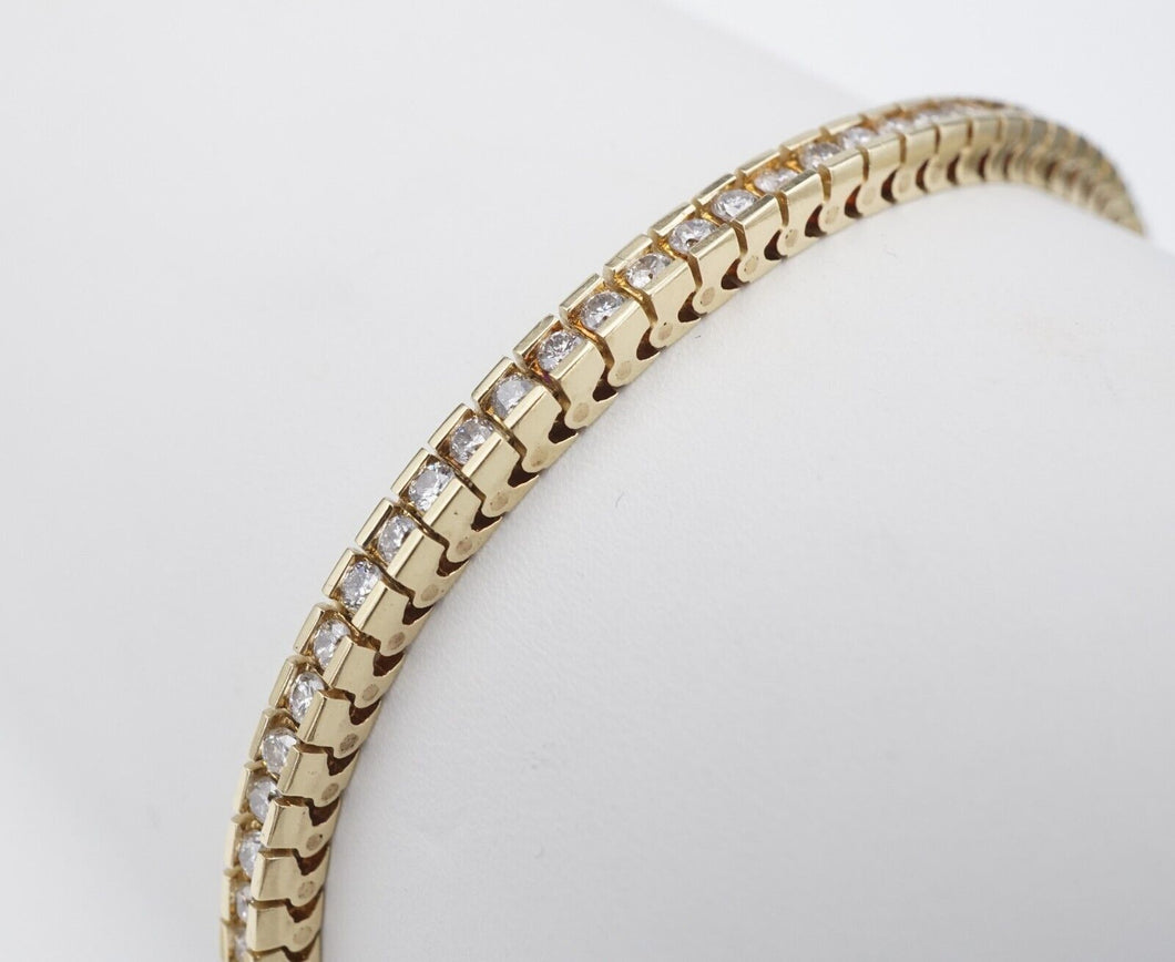 14k Natural Diamond Tennis Bracelet 4 carat Yellow Gold 7.5
