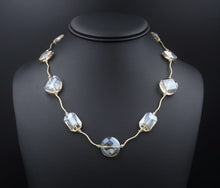 14k Yellow Gold Faceted Citrine Crystal Station Necklace NG1188