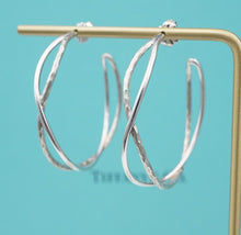 Tiffany Hammered Crossover Hoop Earrings Paloma Picasso Sterling Silver ES2517