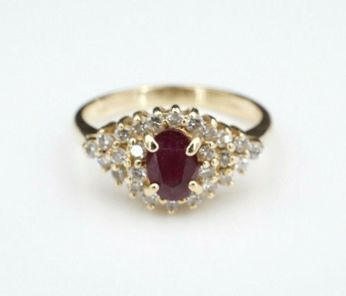 Ruby Diamond Ring 14k Yellow Gold 1 carat Cluster Size 5.25 Evil Eye RG2974