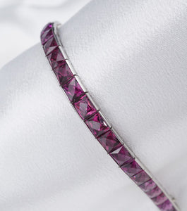 Vintage Platinum Purple Garnet Bracelet 6" Umbalite Rare 20ct BG881