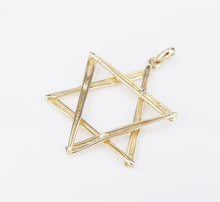 Vintage 14k Yellow Gold Star of David Pendant Large 1.6" PG1852