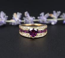 14k Yellow Gold Deep Purple Garnet Stacker Band Ring Size 8 RG3922