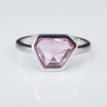 NEW 14k White Gold 1.5ct Pink Sapphire Slice Slab Solitaire Ring Size 6.5 RG3498