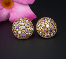 Alex Sepkus 18k Gold 5ctw Sapphire Diamond "Blooming Hill" Dome Earrings CO1010