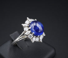 Asprey Platinum GIA Ceylon No Heat Blue Sapphire Diamond Halo Ring 12cttw CO1036