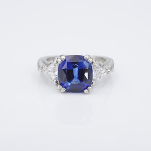 Platinum Sapphire Diamond Ring Natural Madagascar AGL Cert Size 5 RG4216