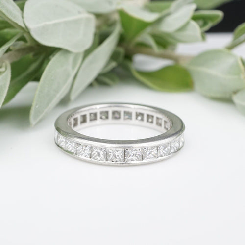 Platinum 2 carat Natural Diamond Eternity Band Ring Anniversary Size 6.5 RG3847