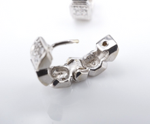 Penny Preville 18k Diamond Huggie Hoop Earrings Wide White Gold 0.5" EG2369