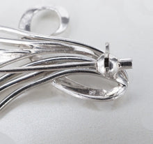 Vintage Mikimoto Pearl Spray Brooch Sterling Silver Ribbon Pin 1.8" OS647